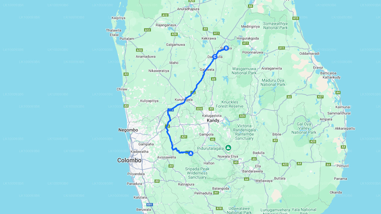 Sigiriya och Dambulla från Kitulgala