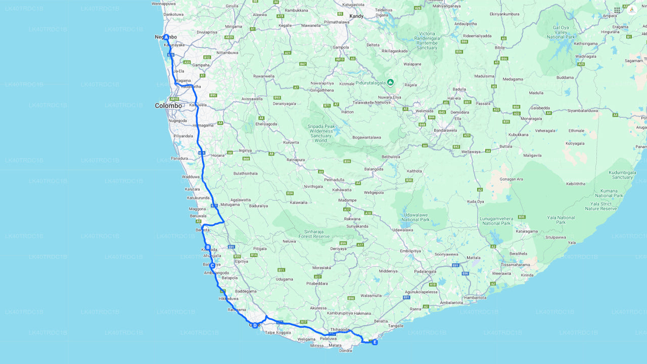 Privat transfer från Negombo till Hiriketiya med sightseeingstopp