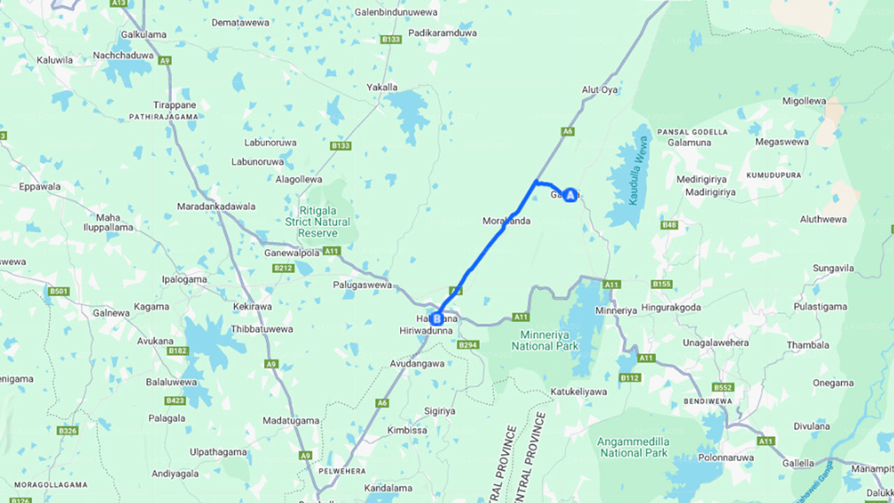 Habarana City to Gal Oya City Private Transfer