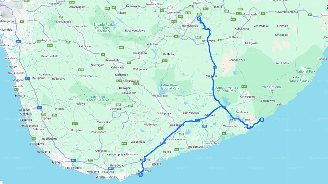 Privat tur från Hiriketiya till Ella med Yala Safari