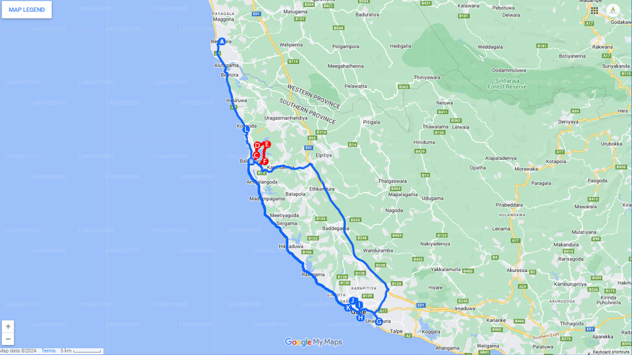 Kusttur till Galle från Beruwala