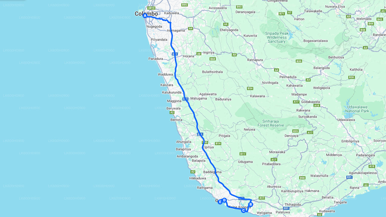 Höjdpunkter på södra kusten från Colombo