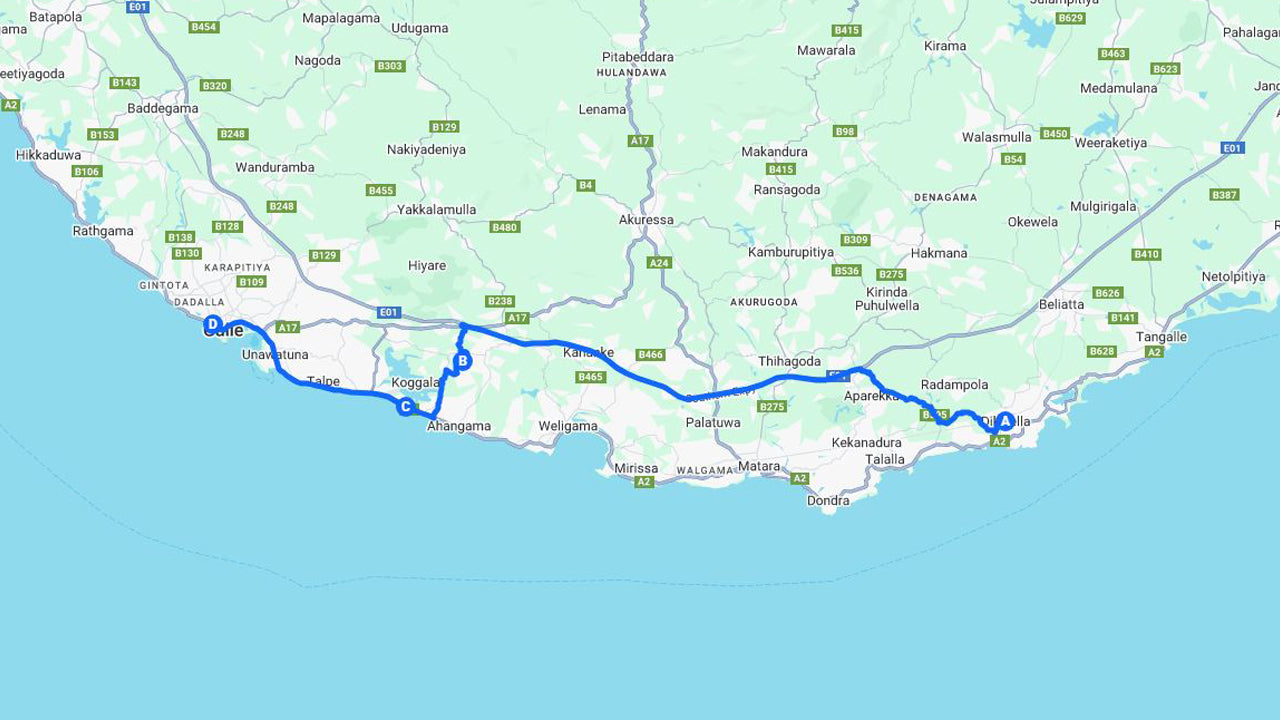 Höjdpunkter från Dikwella på södra kusten