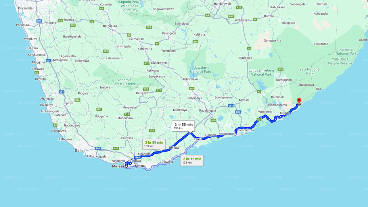 Yala nationalparksafari från Mirissa