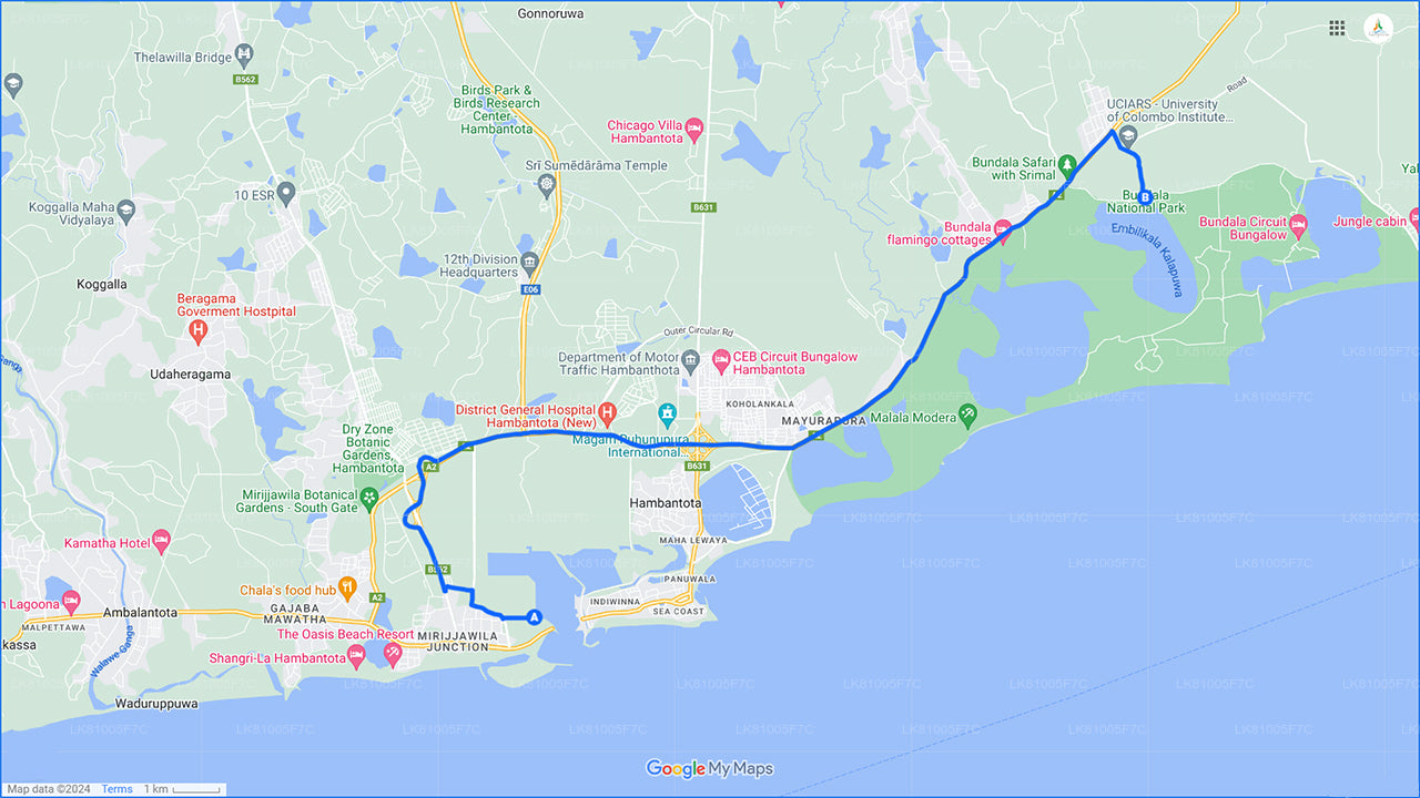 Bundala nationalparksafari från Hambantota hamn