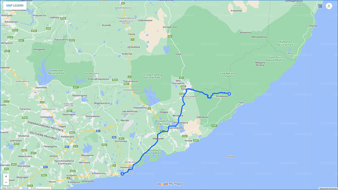 Yala nationalparksafari från Hambantota hamn