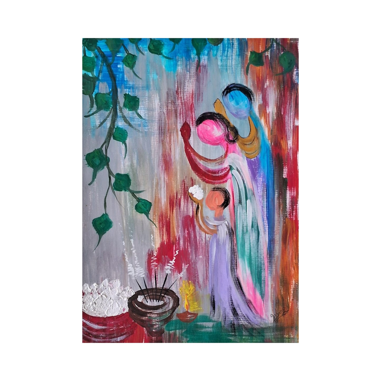 Lakpura® Familj i templet väggkonst