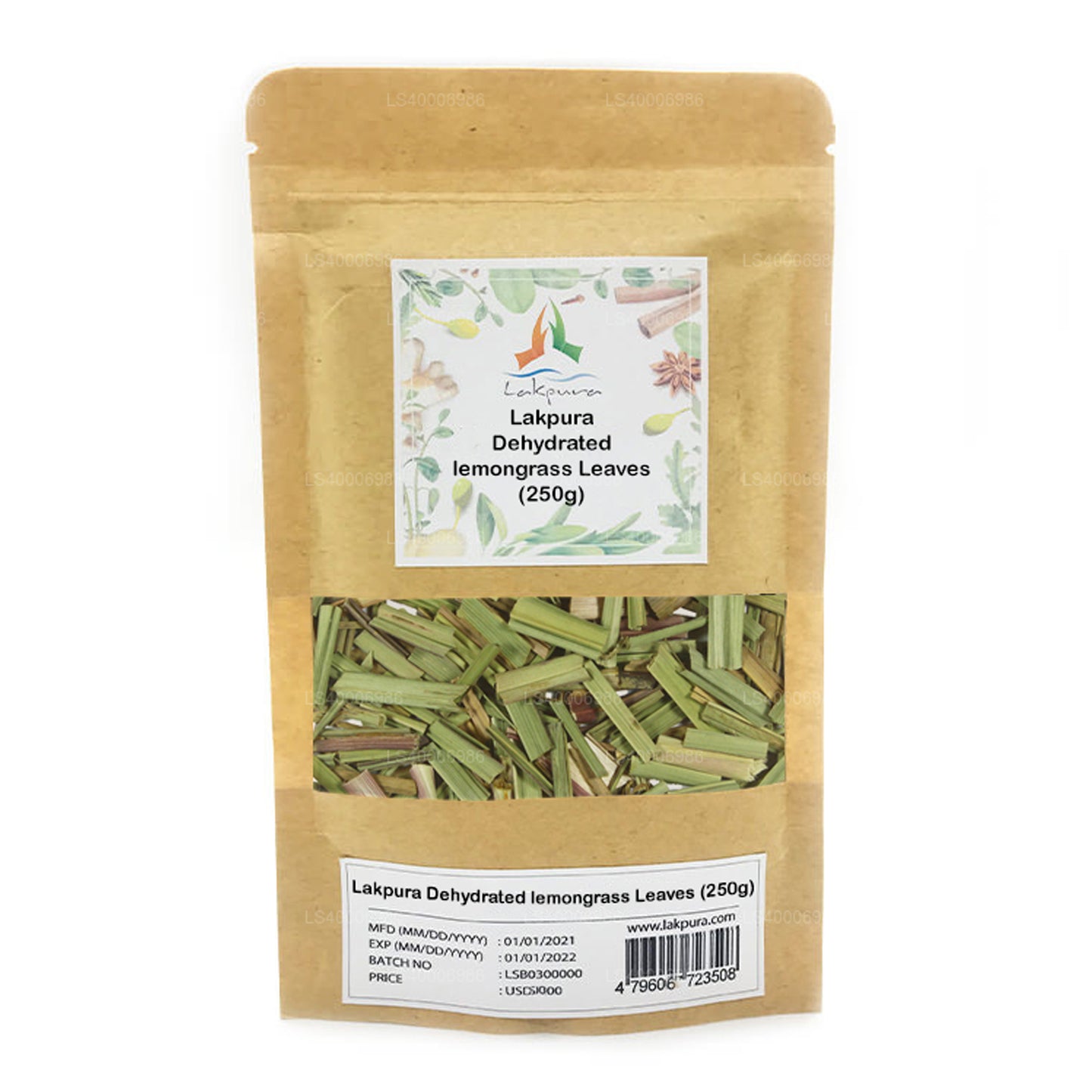 Lakpura uttorkad citrongräs löv