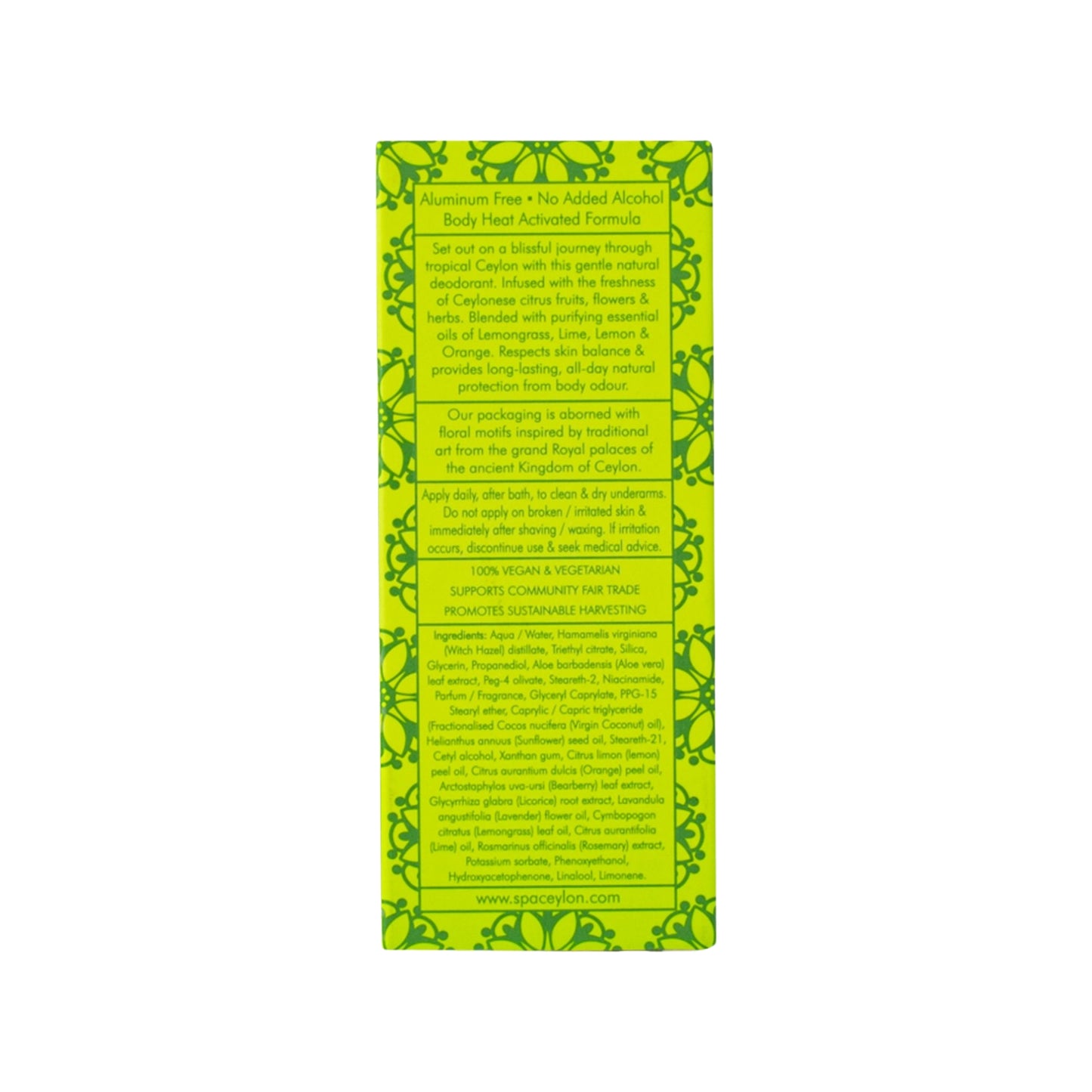 Spa Ceylon Citrongräs Citron Uppfriskande Deodorant (50ml)