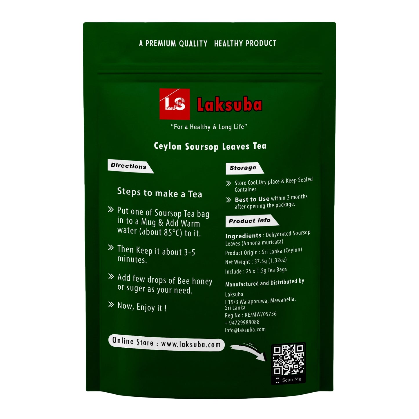 Laksuba Ceylon Soursop Leaves Tea (37,5 g) 25 tepåsar