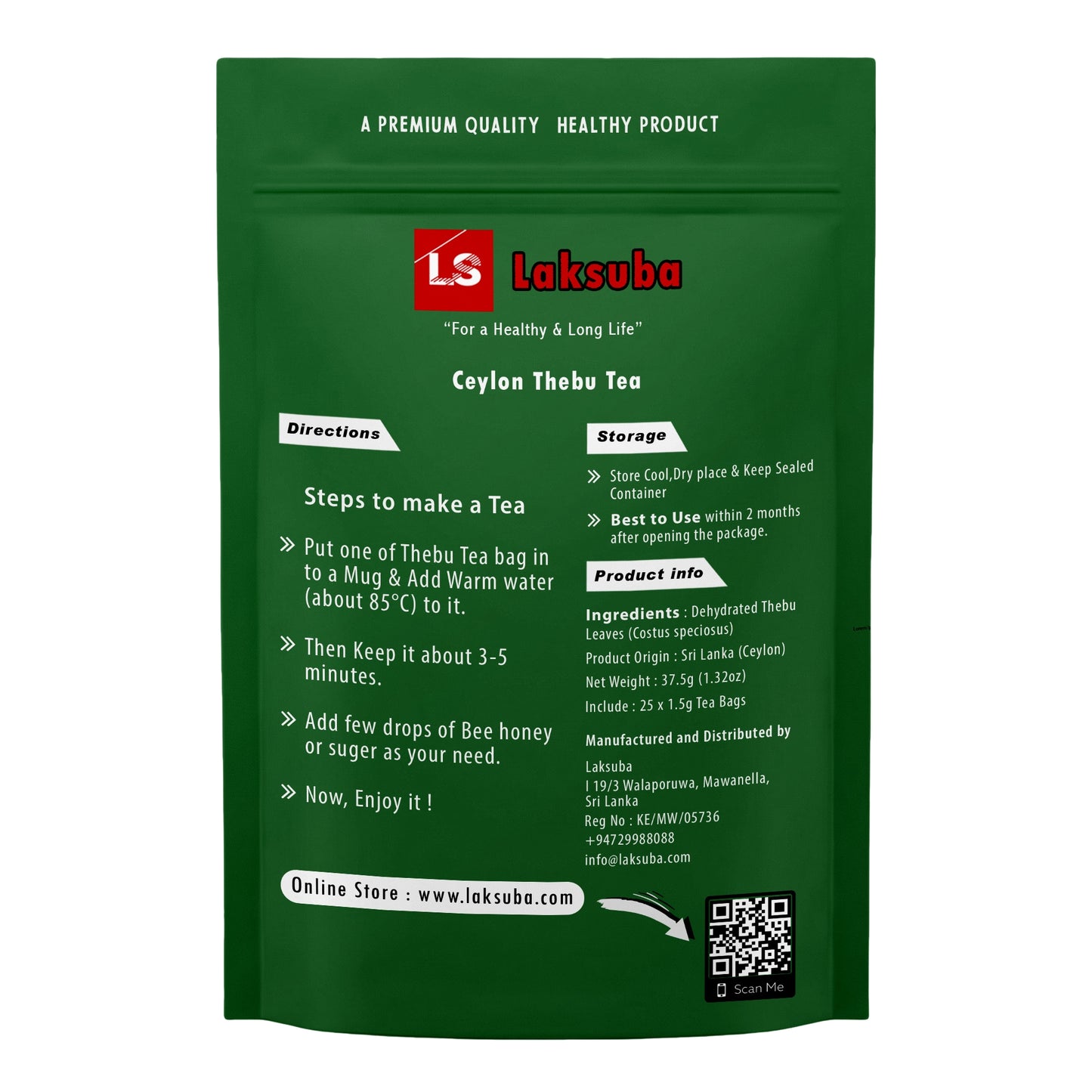 Laksuba Ceylon Thebu te (37,5 g) 25 tepåsar