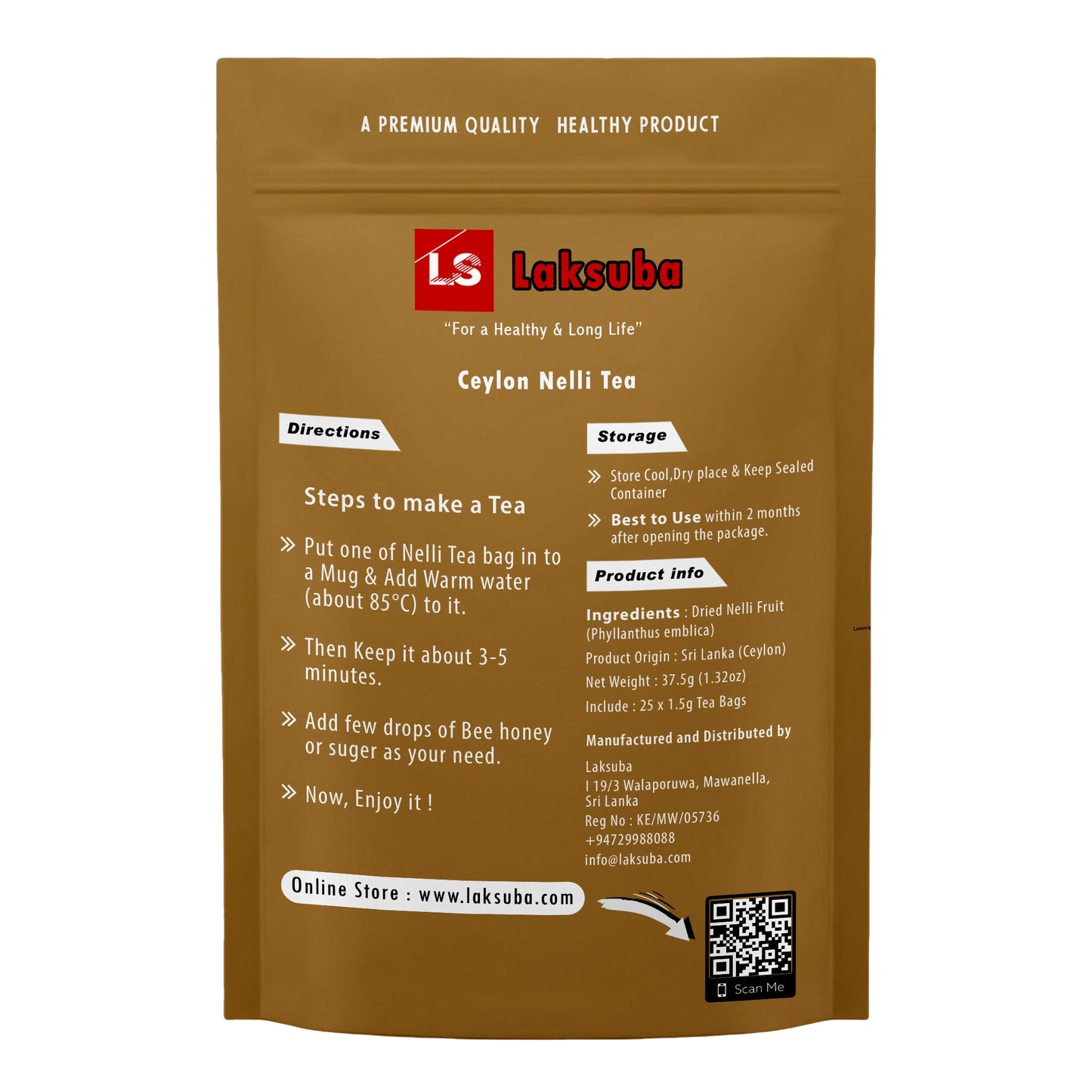 Laksuba Ceylon Nelli te (37,5 g) 25 tepåsar