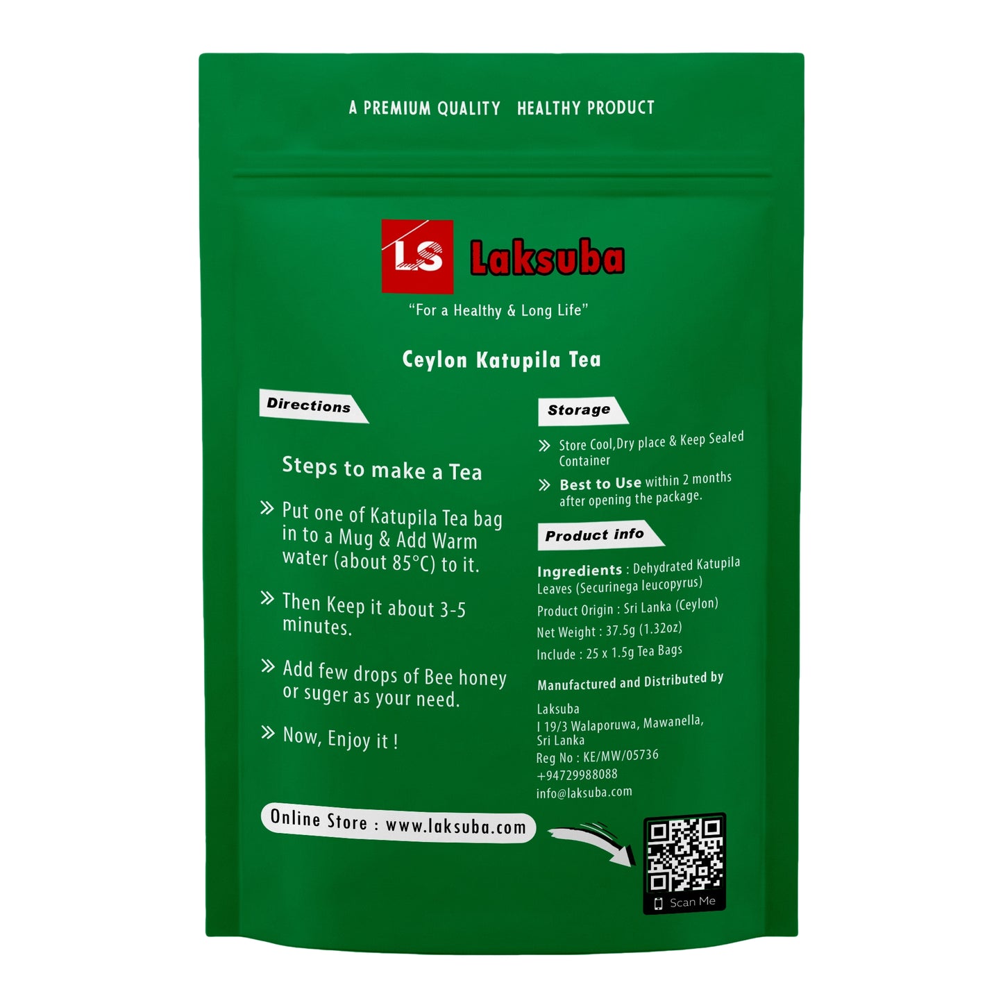 Laksuba Ceylon Katupila te (37,5 g) 25 tepåsar