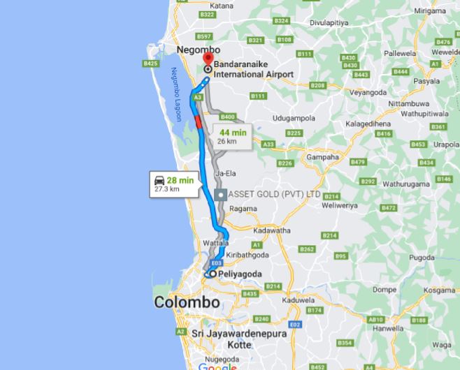Peliyagoda City to Colombo Airport (CMB)Private Transfer
