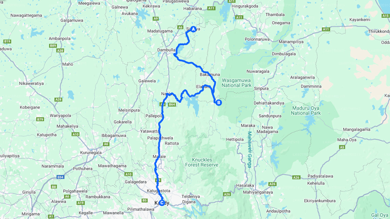 Privat rundtur från Sigiriya till Kandy med Wasgamuwa Safari