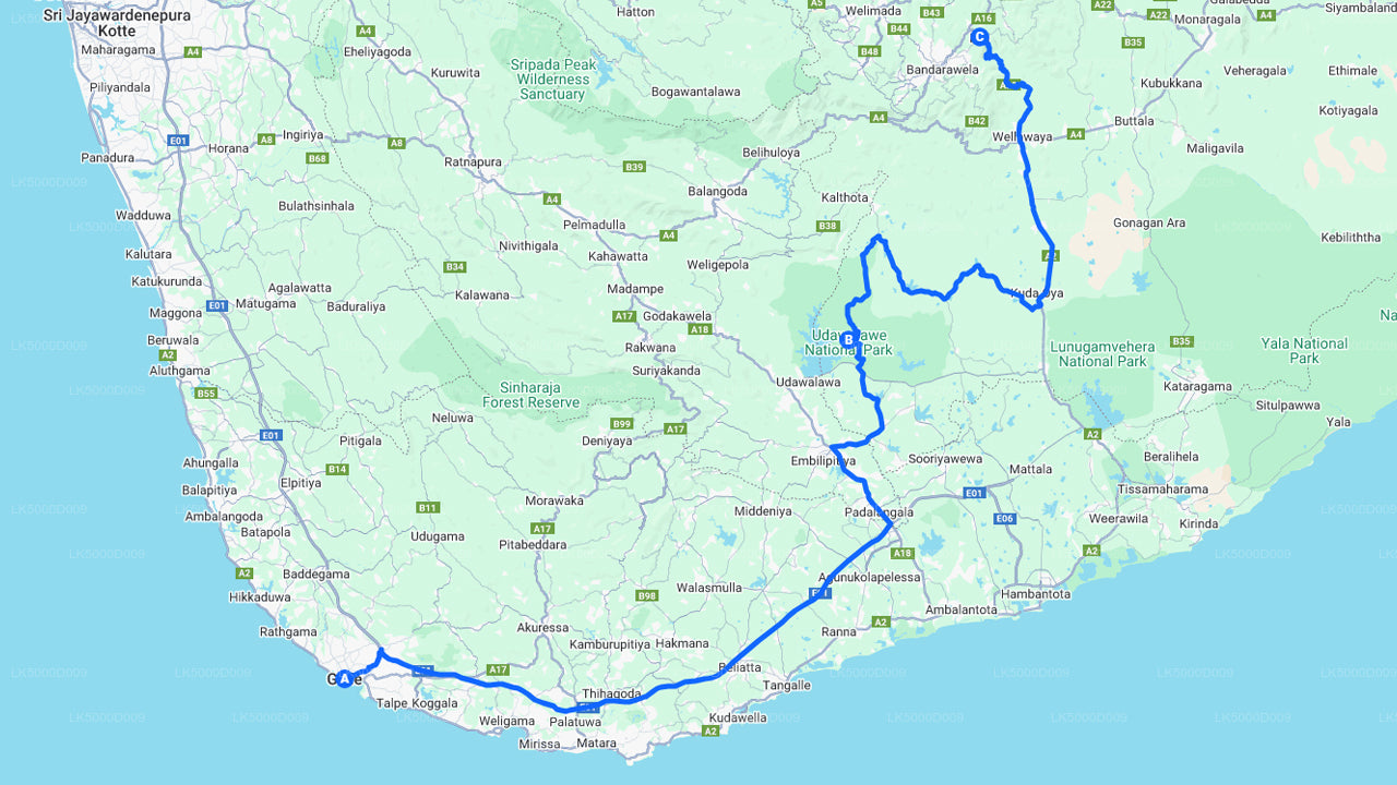 Privat rundtur från Galle till Ella med Udawalawe Safari