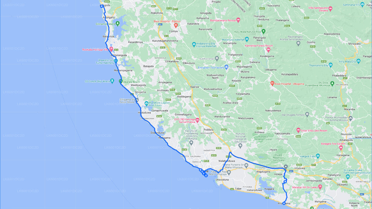 Höjdpunkter på södra kusten från Ahangama