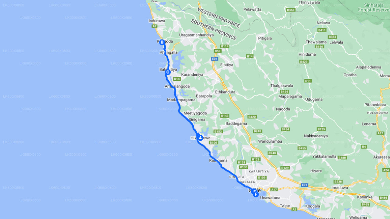 Kusttur till Galle från Hikkaduwa