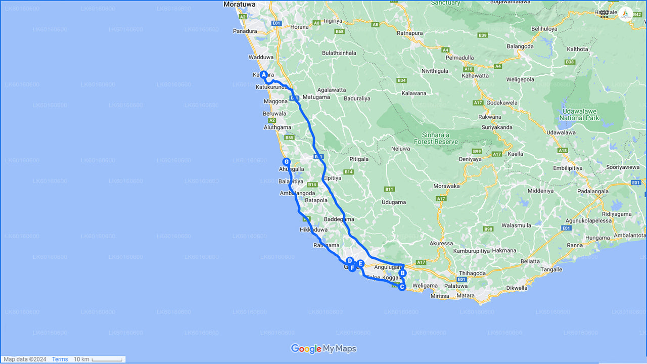 Höjdpunkter på södra kusten från Kalutara