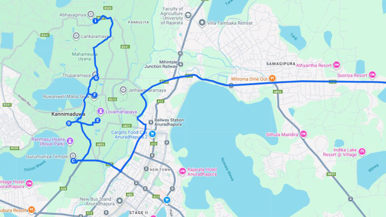 Den heliga staden Anuradhapura från Sigiriya