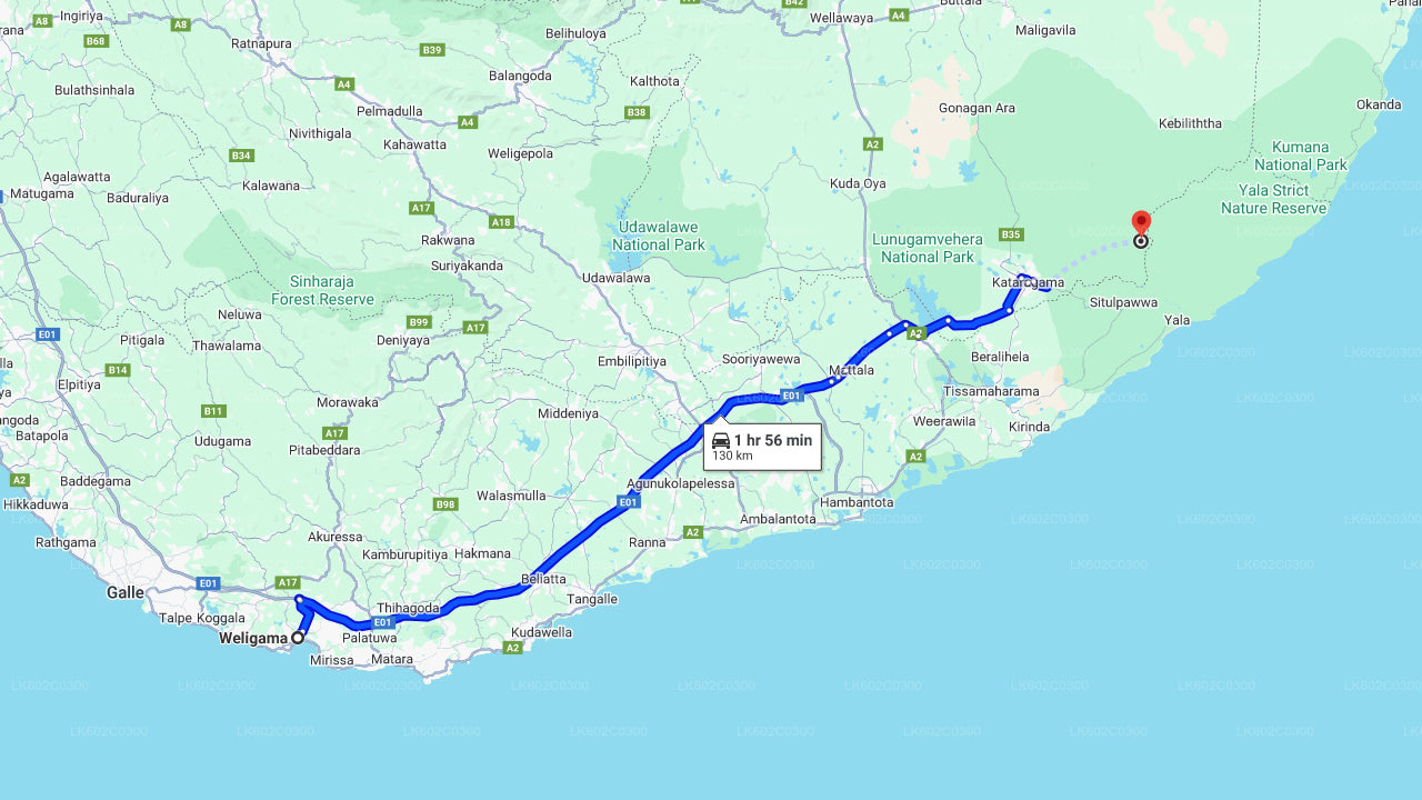 Yala National Park Safari från Weligama