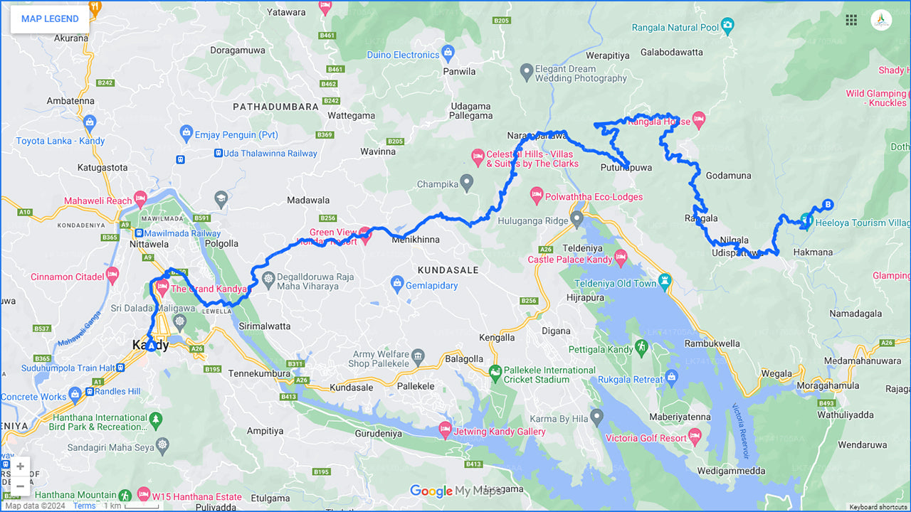 Vandring till Heeloya Village från Kandy