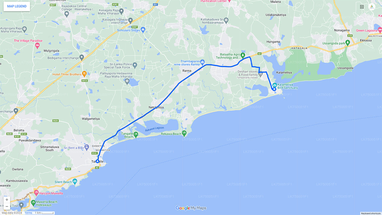 Fågelskådning med båt vid Kalametiya Sanctuary från Tangalle
