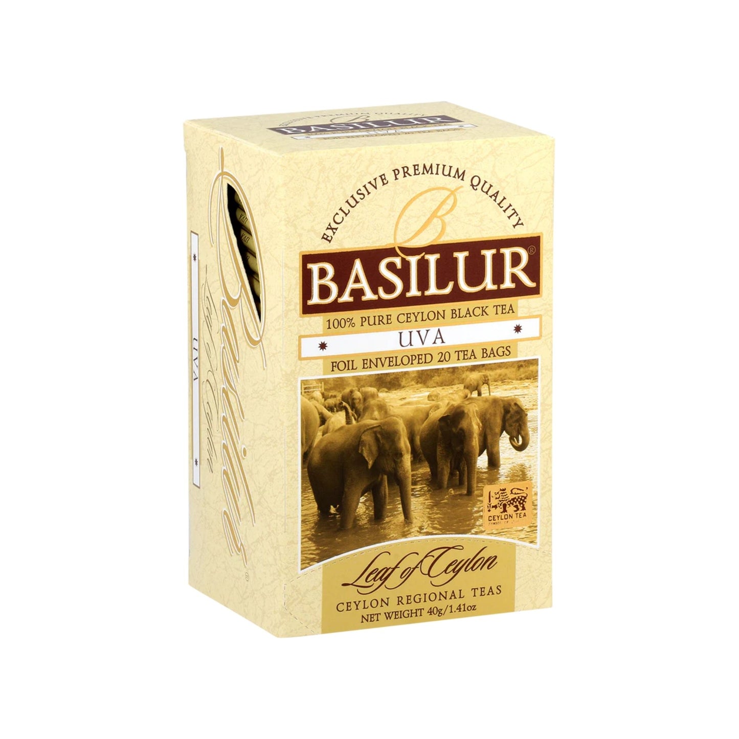 Basilur Leaf of Ceylon "Uva" Pure Black Tea (40g) 20 Enveloped Tea Bags