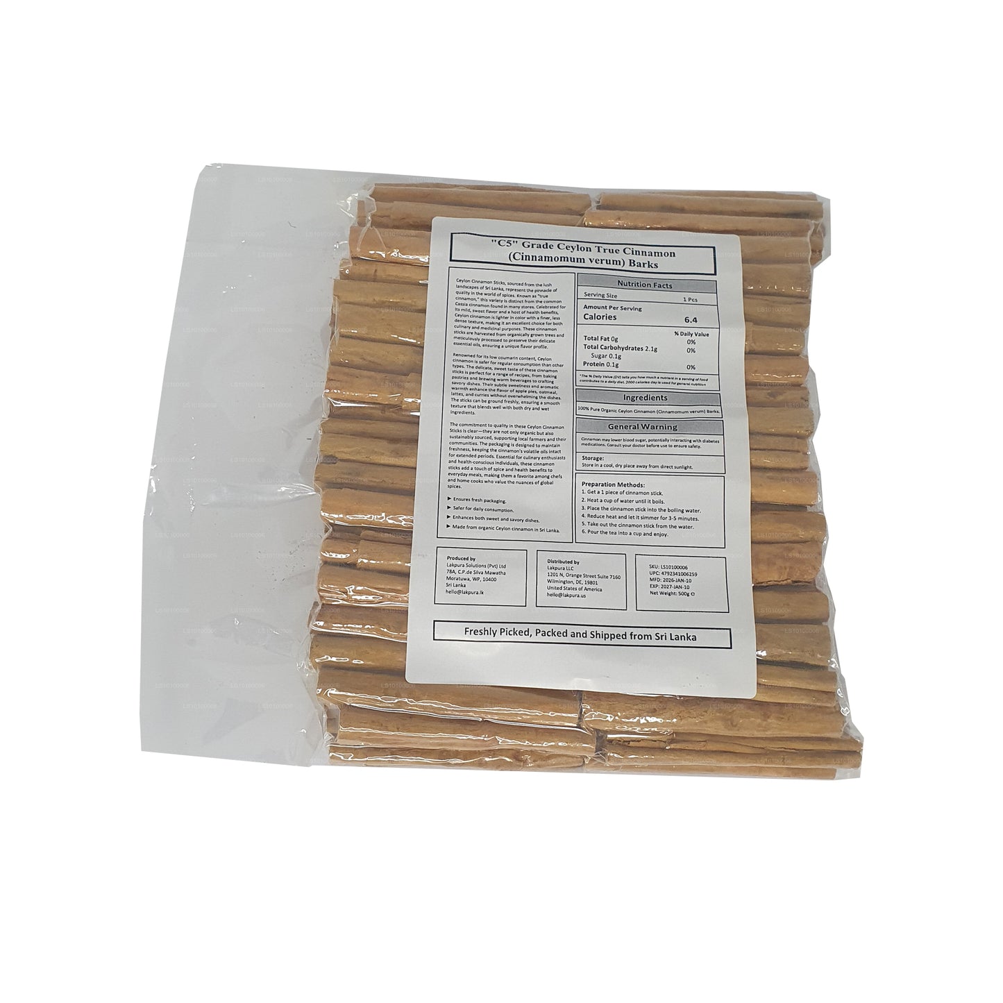 Lakpura ”C5" Grade Ceylon Sann Kanel Barks Pack