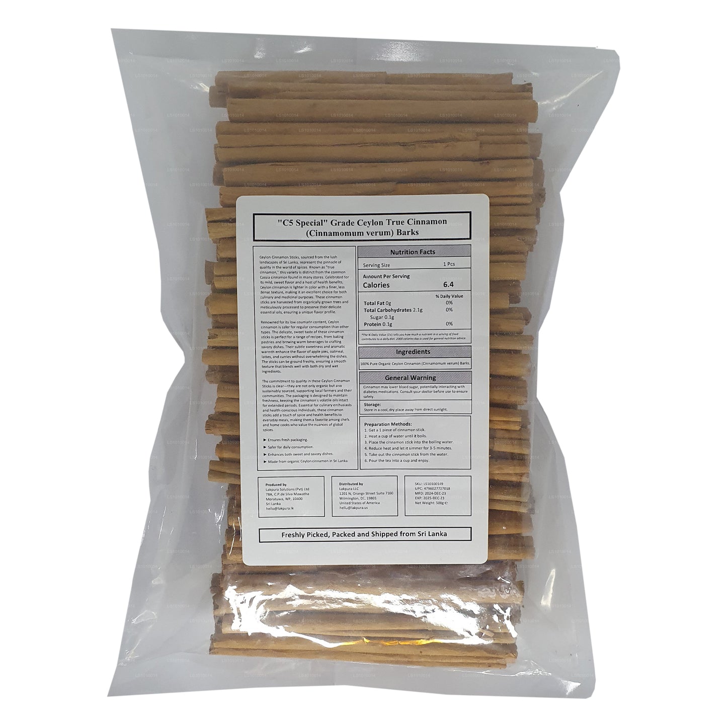 Lakpura ”C5 Special” Grade Ceylon True Cinnamon Barks Pack