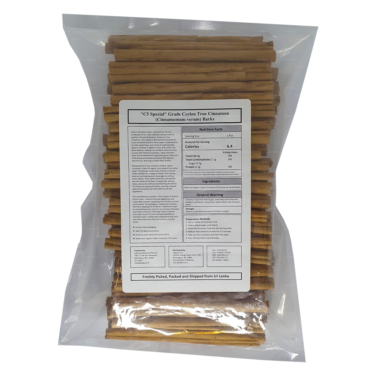 Lakpura ”C5 Special” Grade Ceylon True Cinnamon Barks Pack