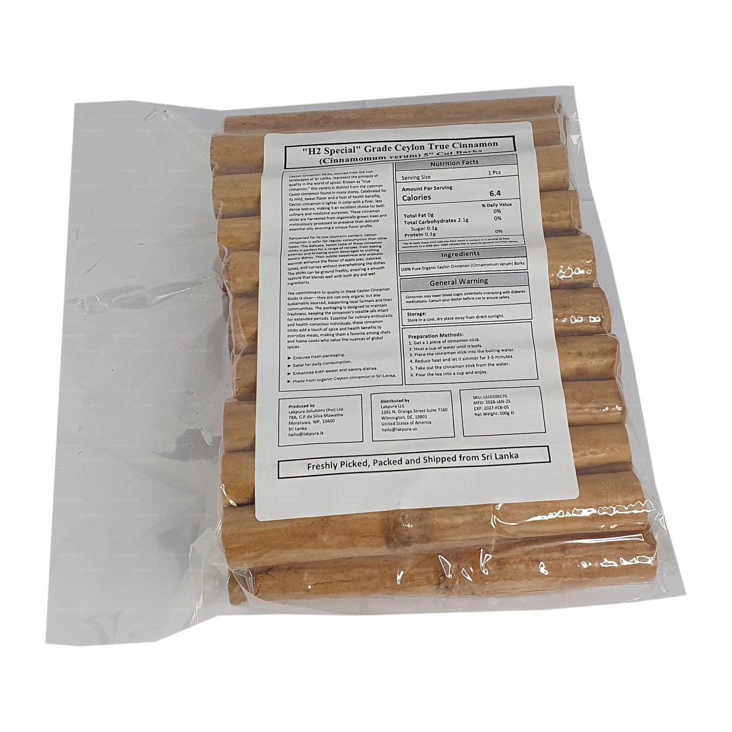 Lakpura ”H2 Special” Grade Ceylon True Cinnamon Barks Pack