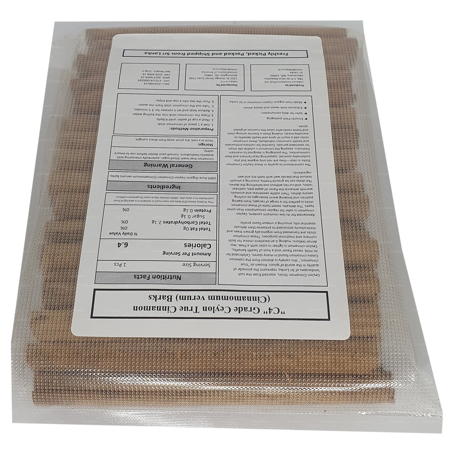 Lakpura ”C4" Grade Ceylon Sann Kanel Barks Pack