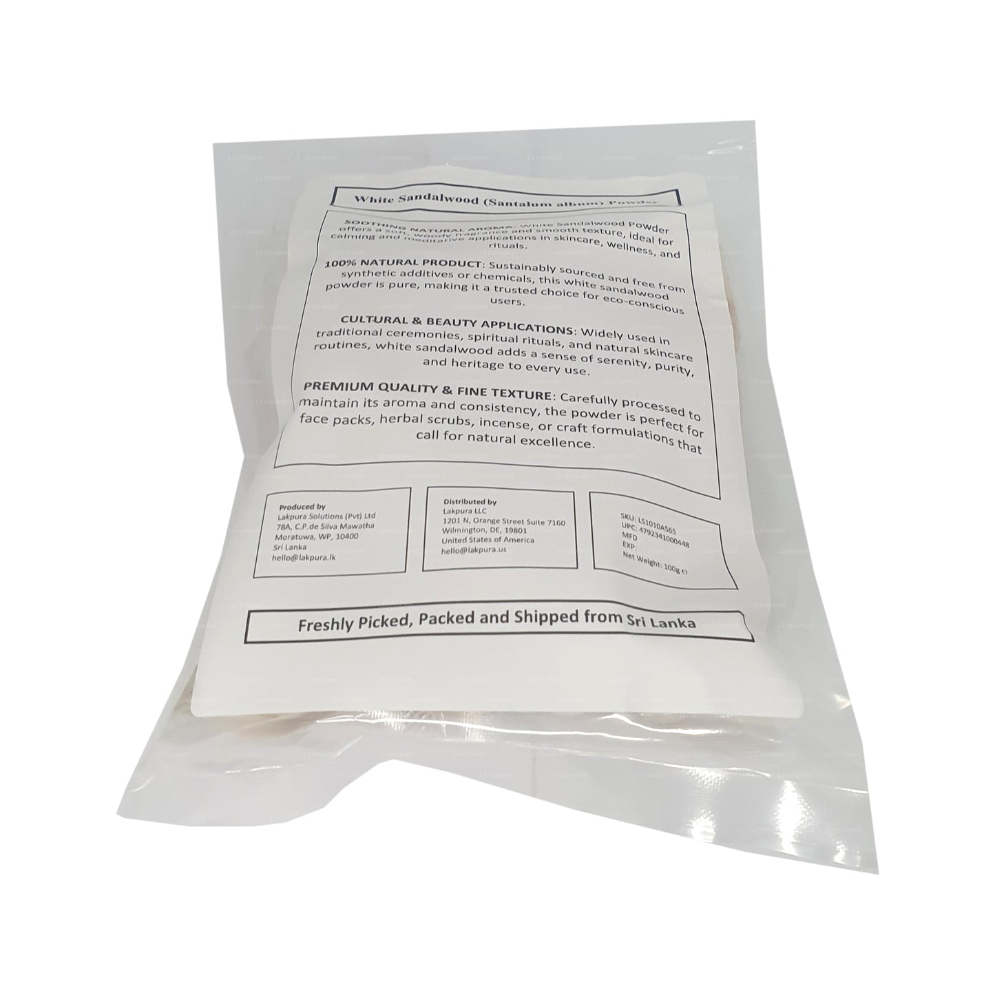 Lakpura Vit Sandelträ Pulver (100g)