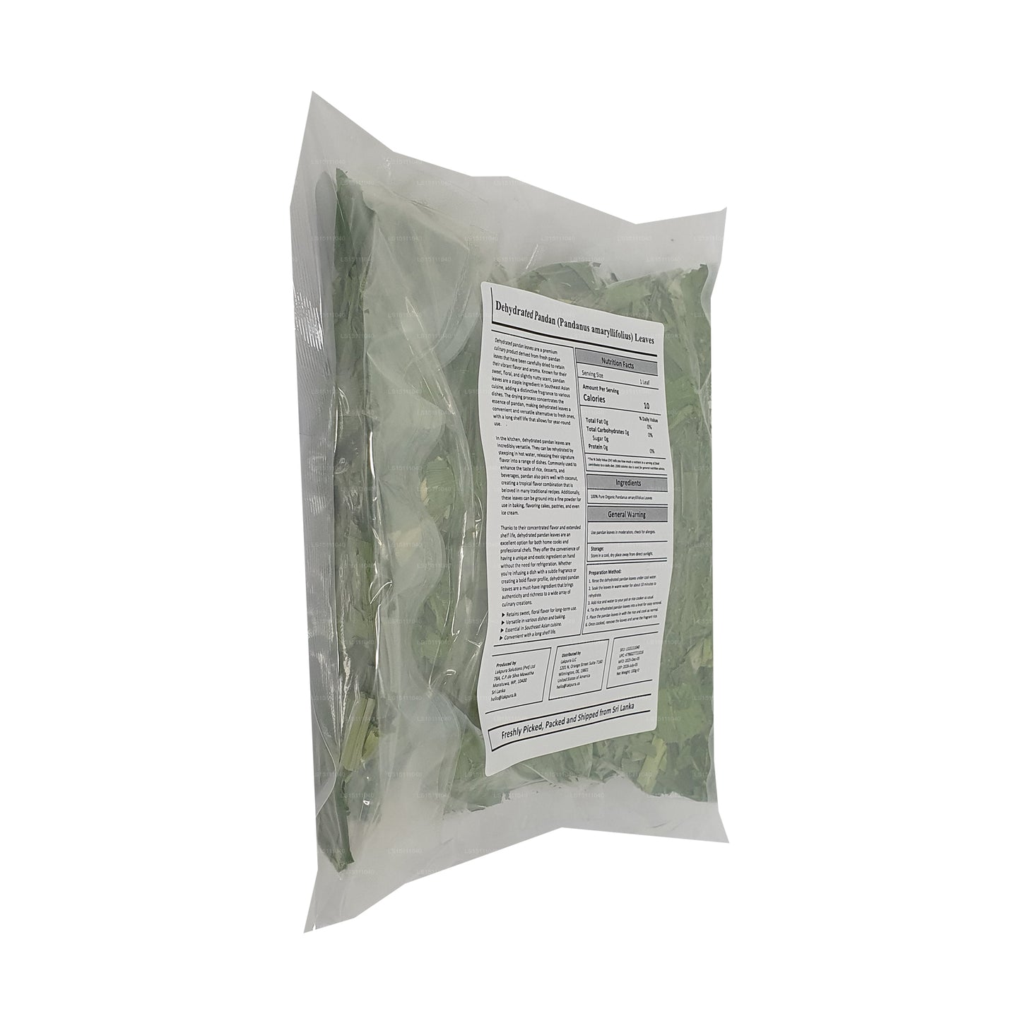 Lakpura Dehydrated Pandan Rampe-blad
