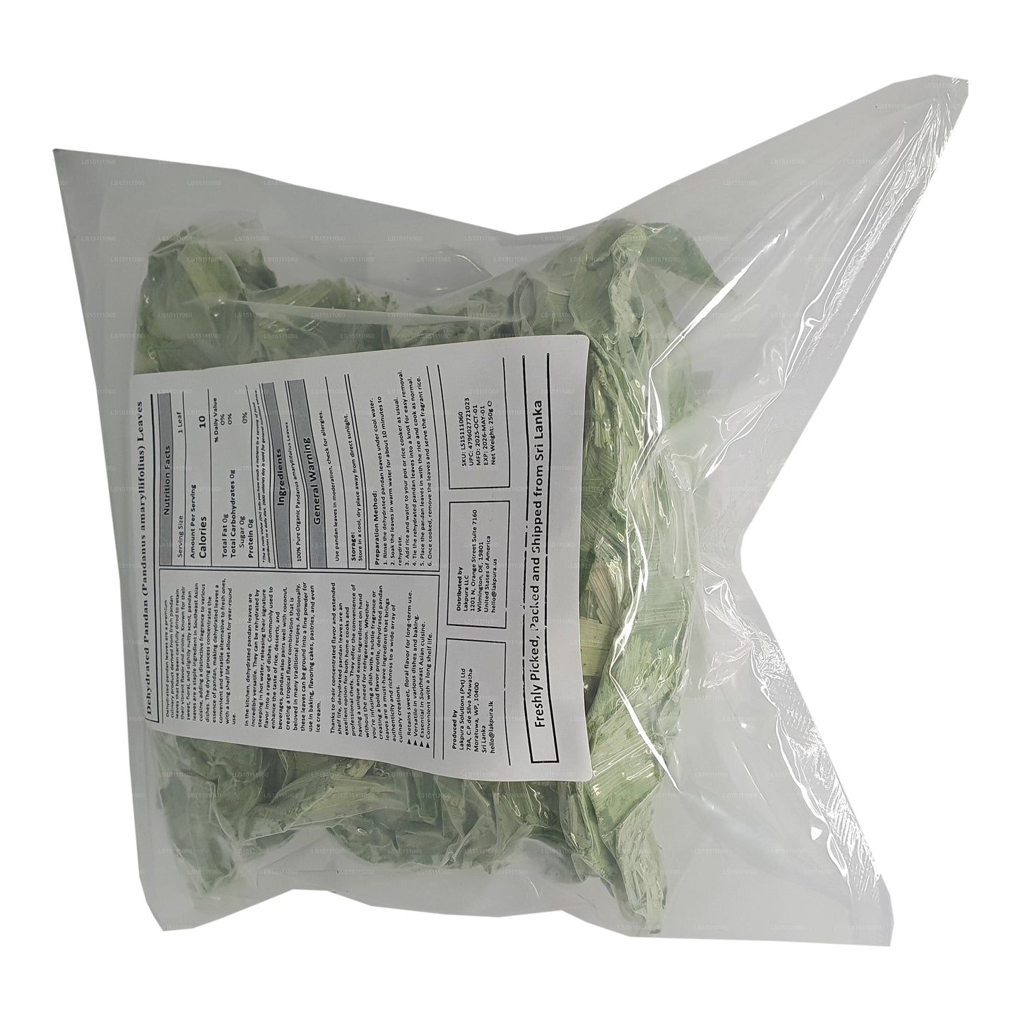 Lakpura Dehydrated Pandan Rampe-blad