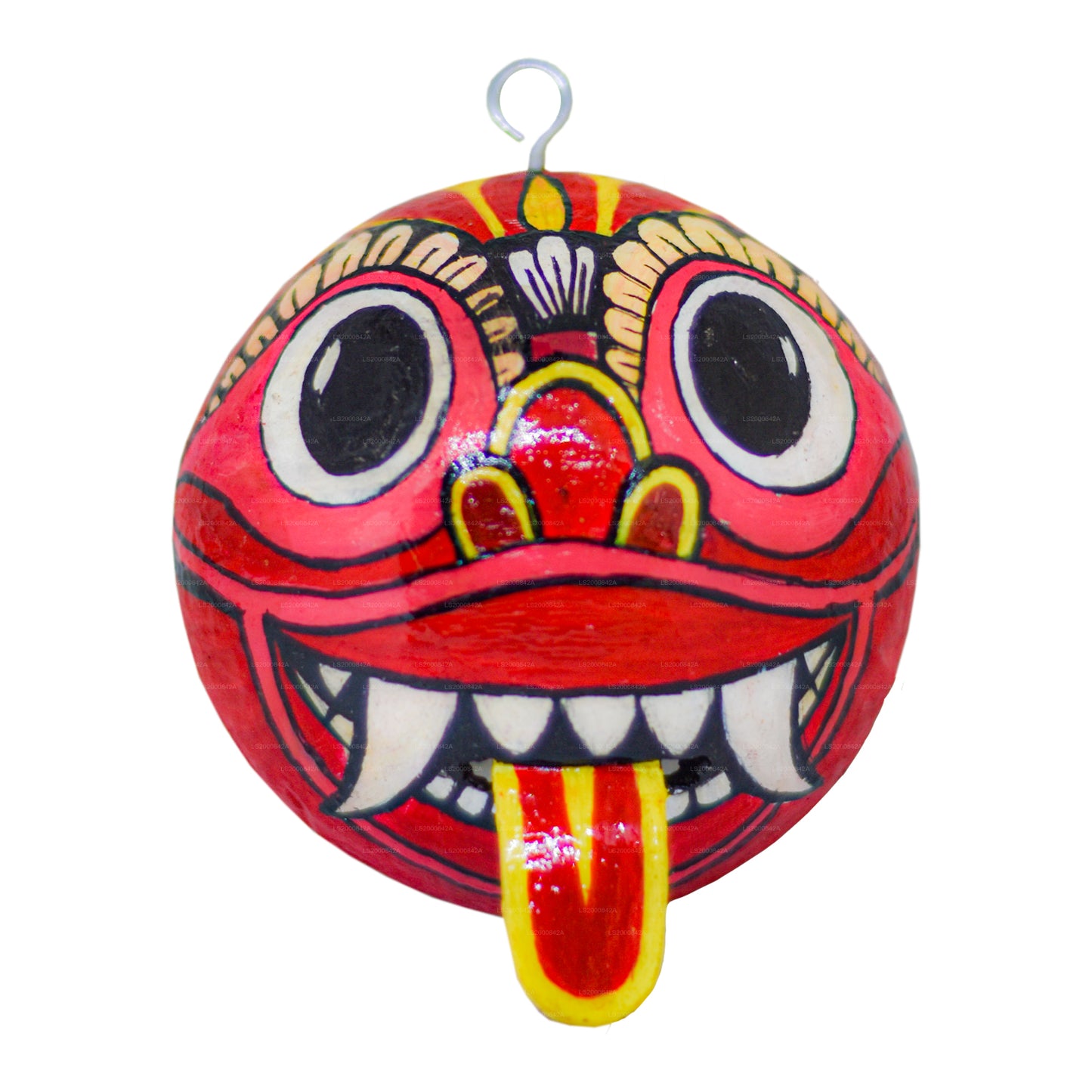 Sri Lankas traditionella Raksha-masker (Mayura, Maru, Agni, Naga) målade över kokosnötskal (paket med 4)