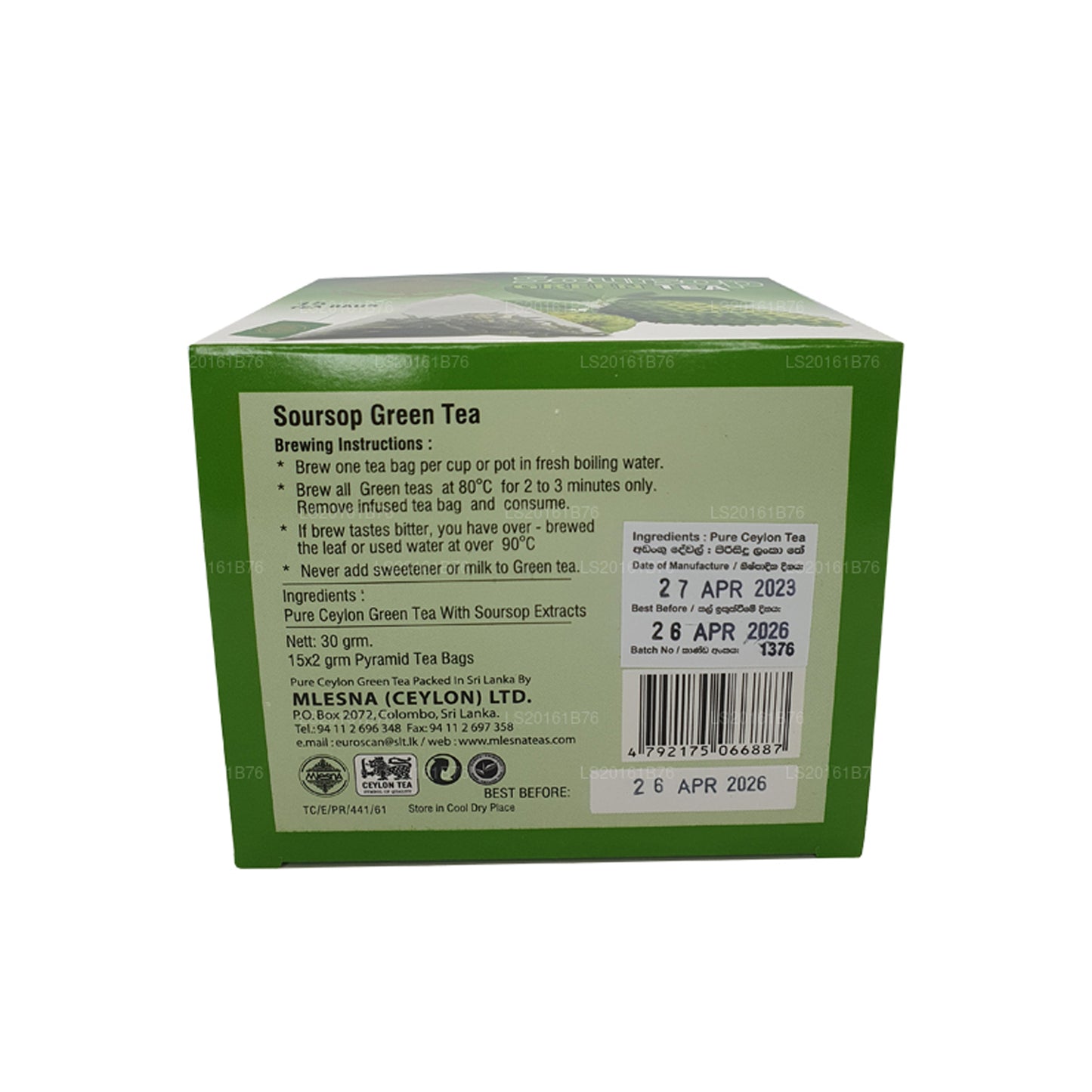 Mlesna Soursop grönt te (30g) 15 tepåsar