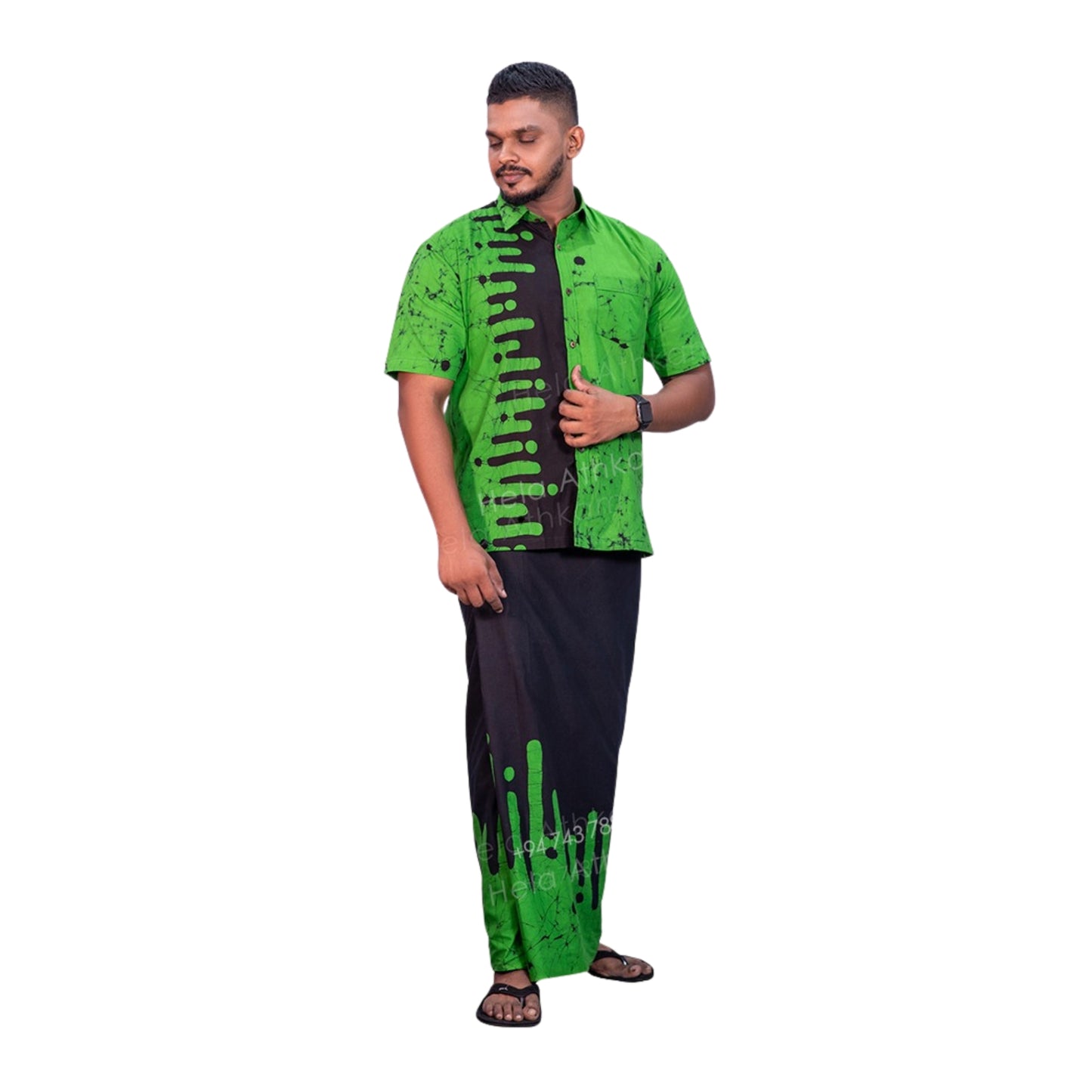 Lakpura® Batik Skjorta och Sarong (Design AB222)