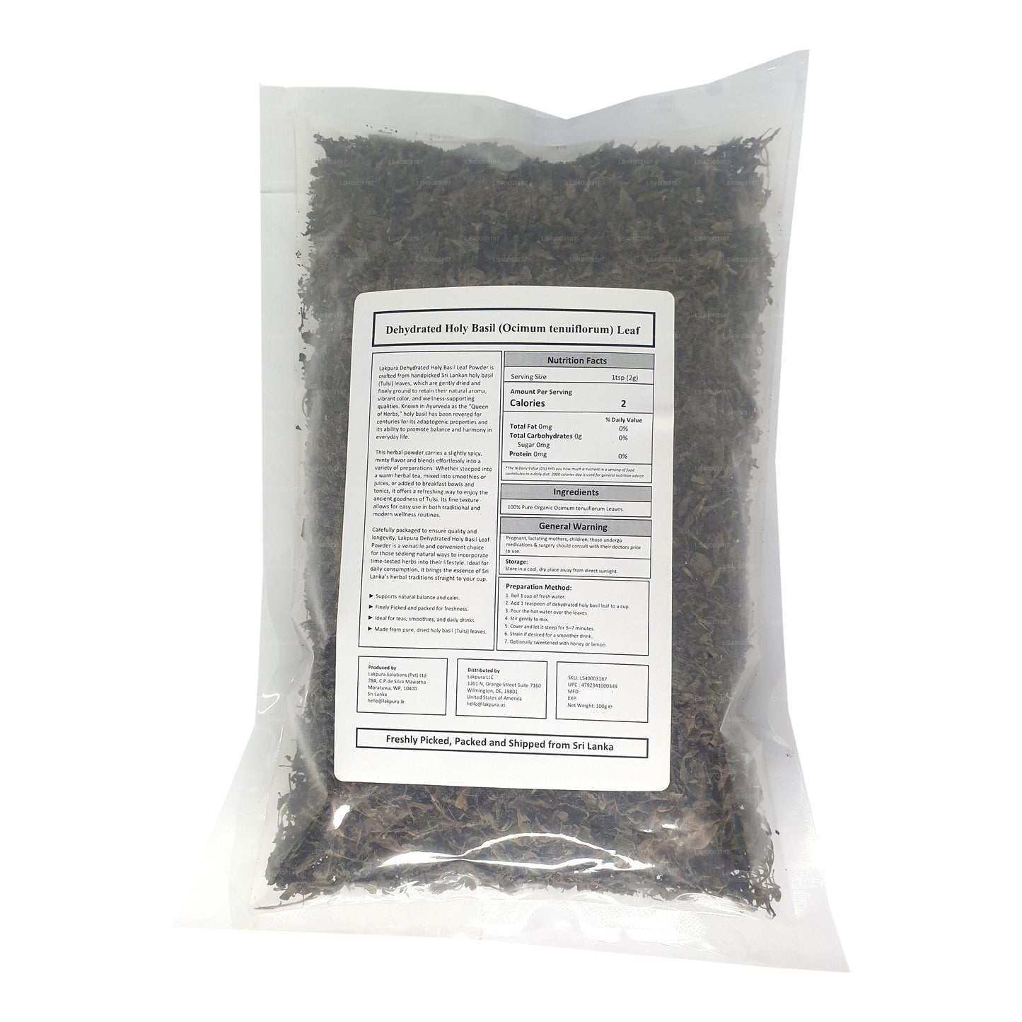 Lakpura Dehydrated Holy Basil Tulsi-blad
