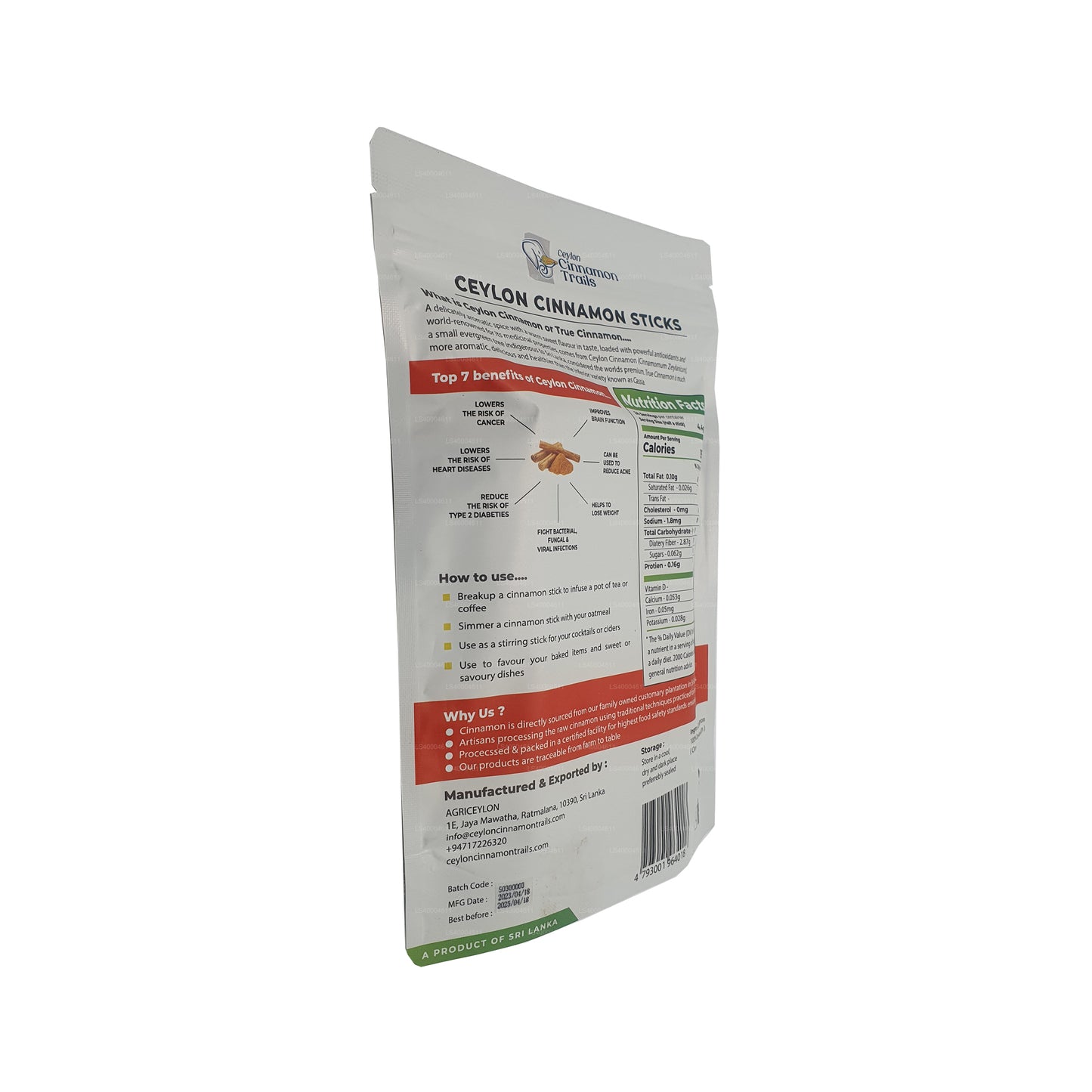 Ceylon Cinnamon Trails Kanelstänger (100g)