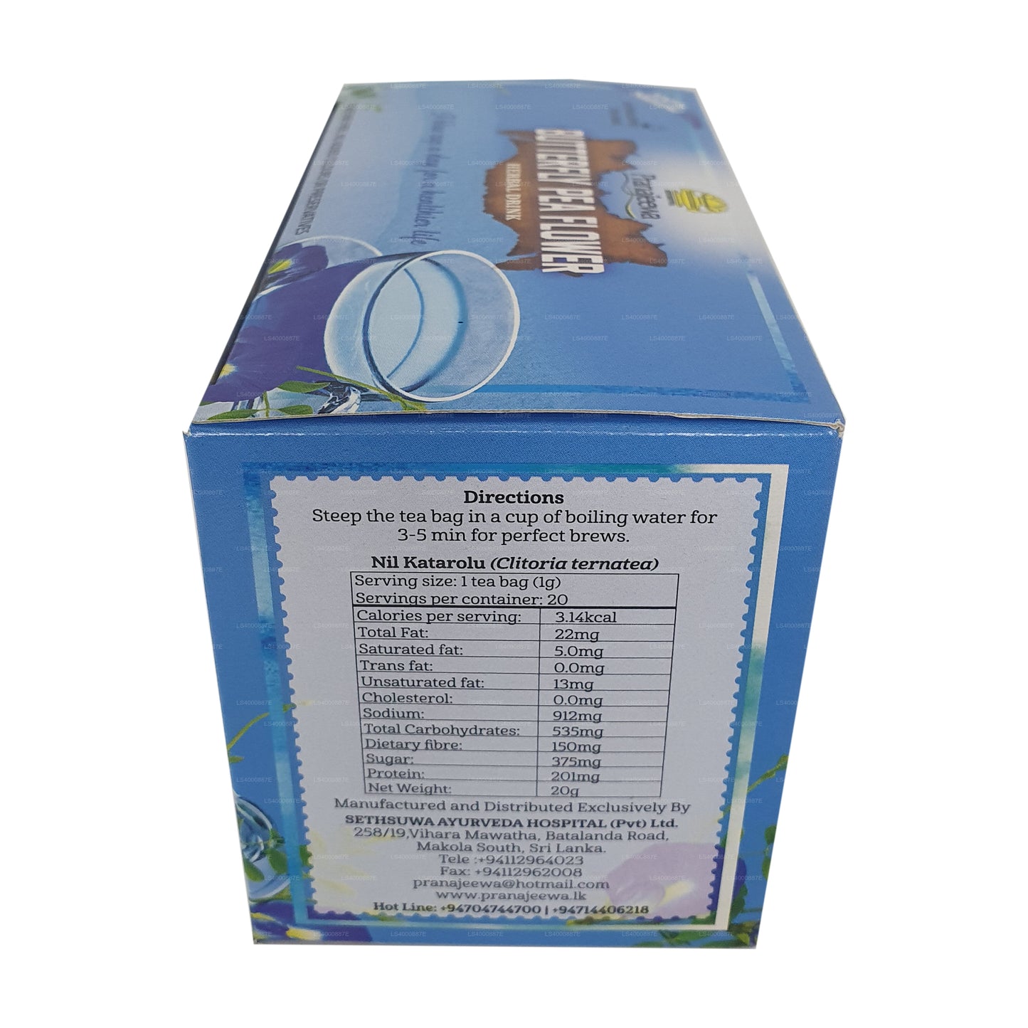 Sethsuwa Pranajeewa Butterfly Pea Flowers Herbal Tea (20 Tea Bags)