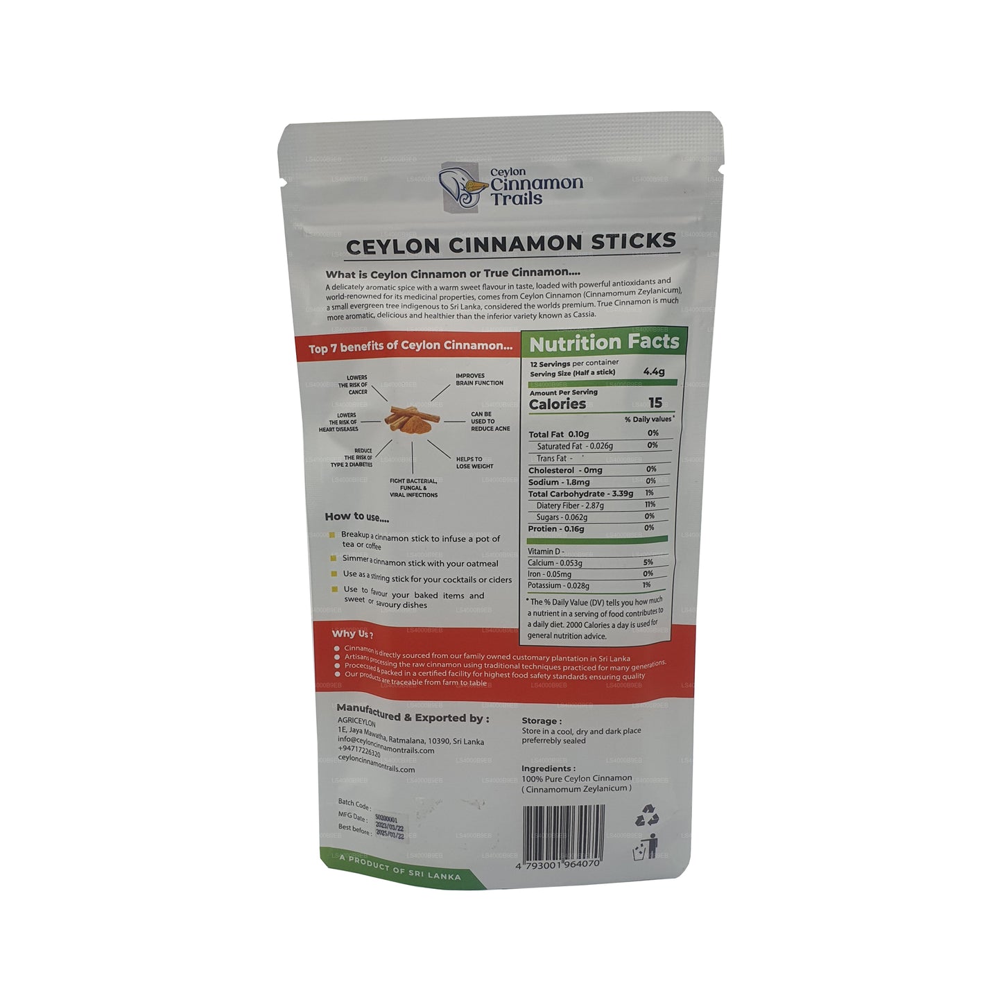 Ceylon Cinnamon Trails Kanelstänger (50g)