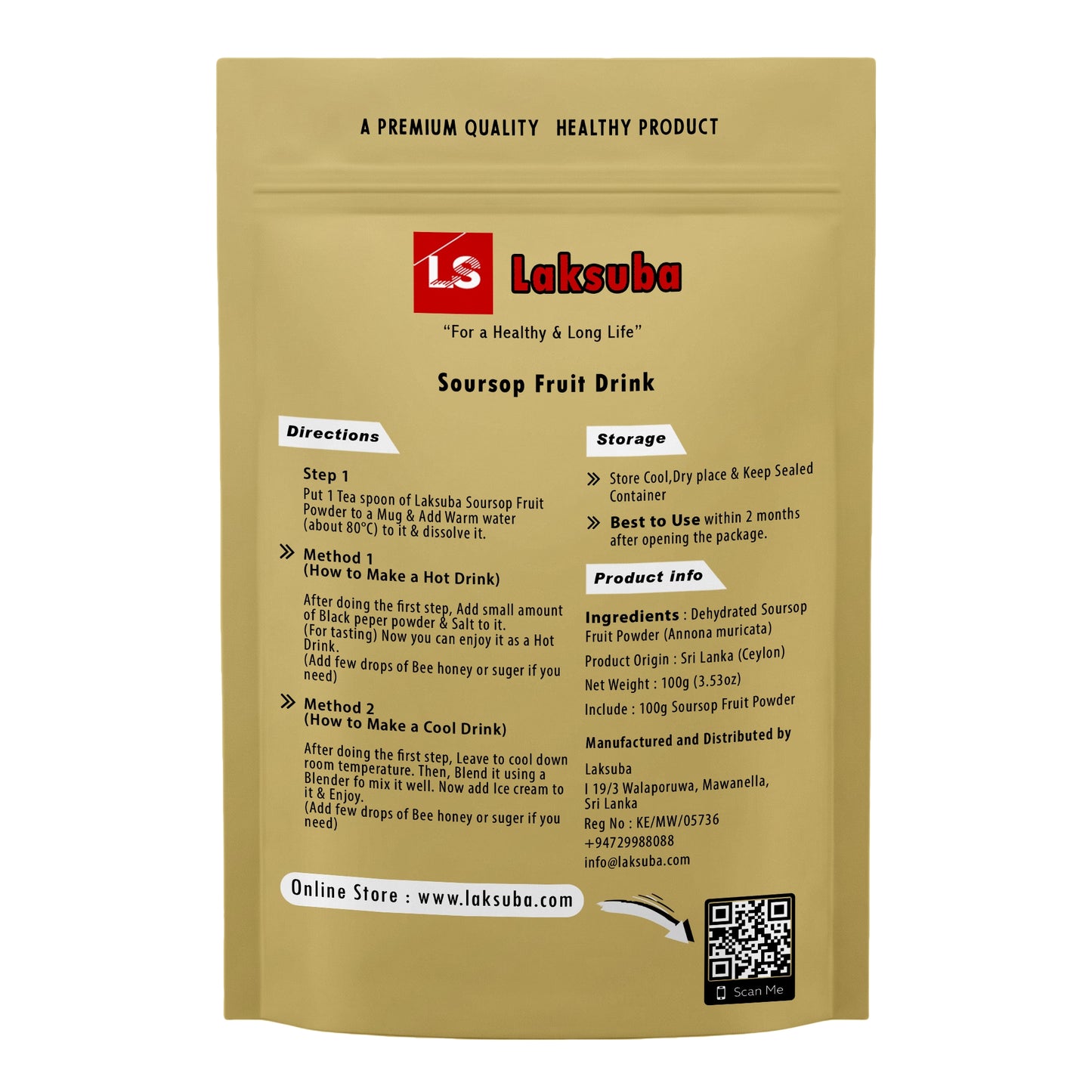 Laksuba Soursop Fruktpulver (100 g)