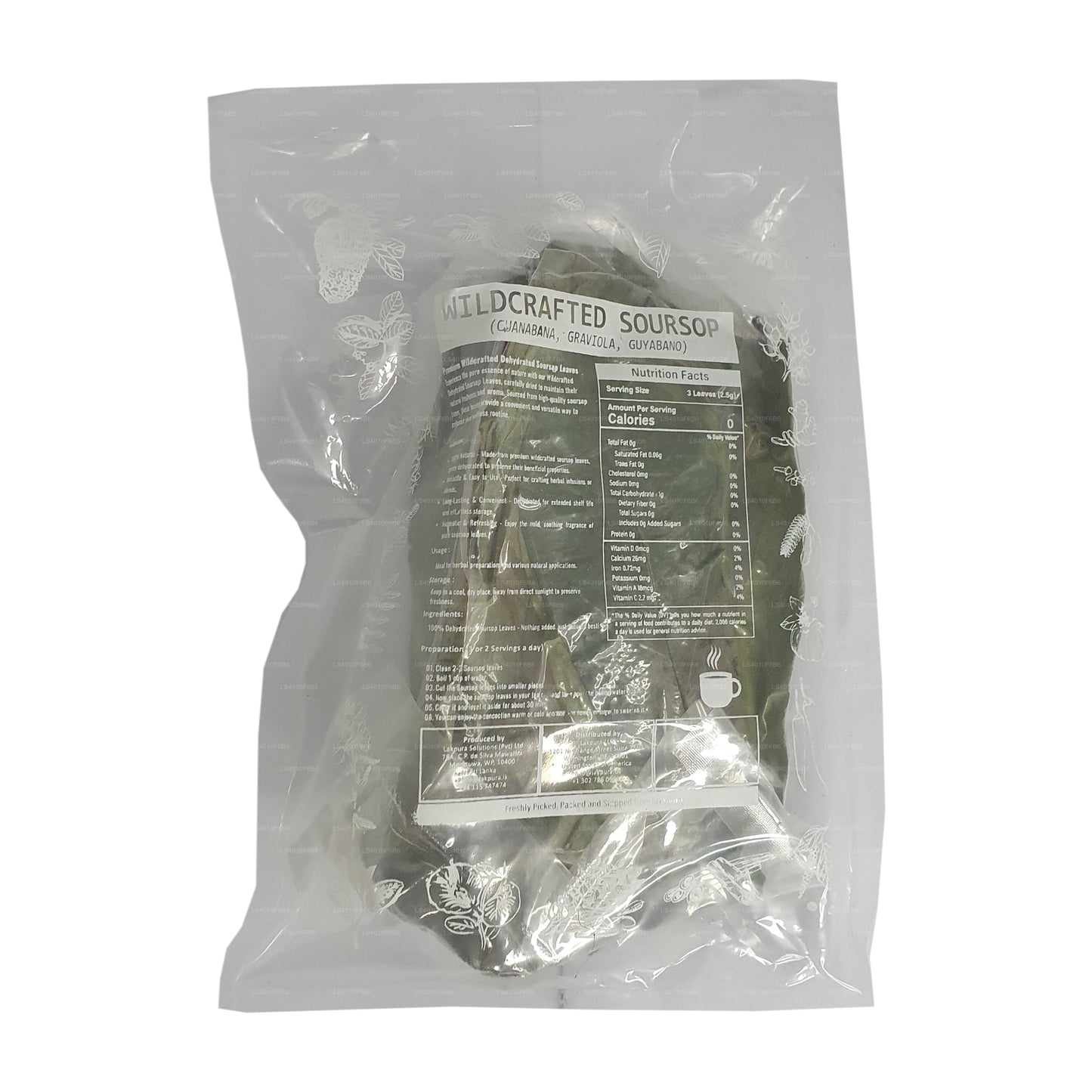 Lakpura® Wildcrafted Soursop (Guanabana, Graviola, Guyabano) Dehydrerade Blad Hela