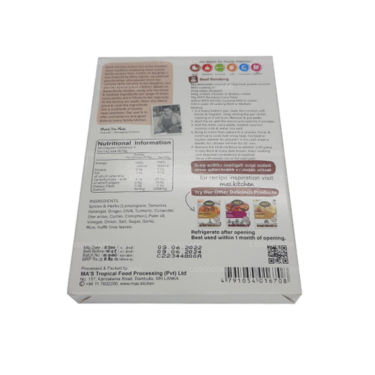 MA: s Kitchen Indonesian Rendang Paste (75g)