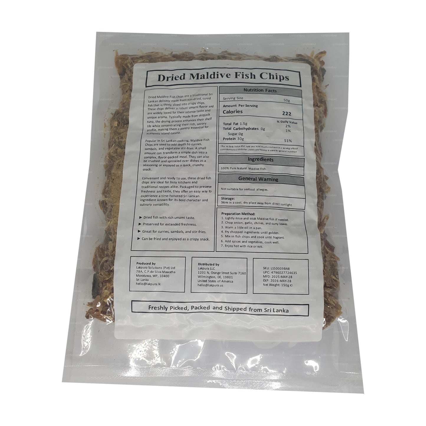 Lakpura Maldiverna Fish Chips (150 g) Förpackning