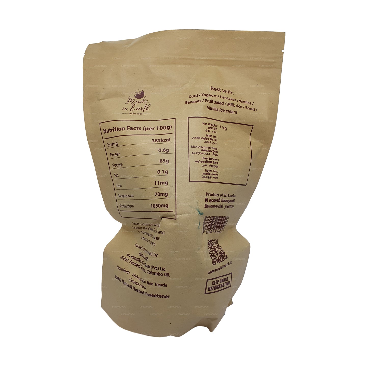 Tillverkad i jorden ren naturlig Kithul Jaggery (500g)