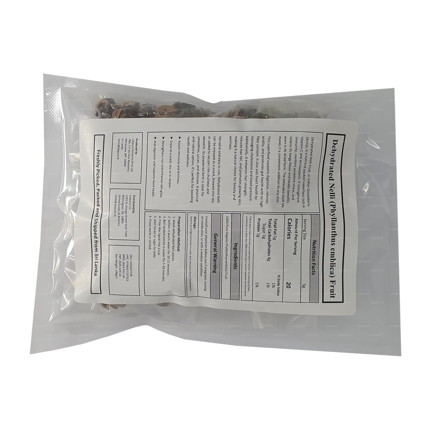 Lakpura Dehydrated Nelli (Amla/ Phyllanthus emblica) Frukt