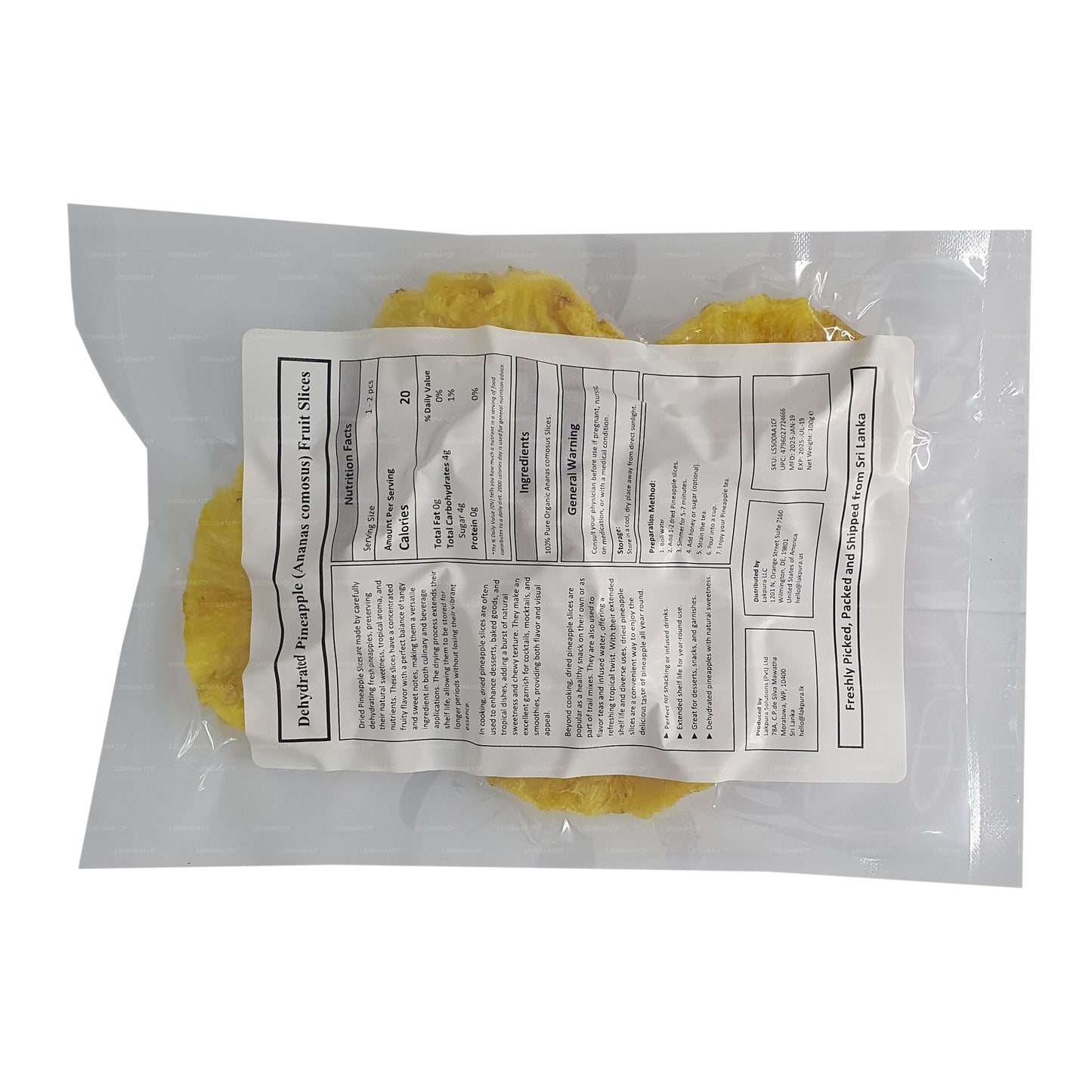 Lakpura Dehydrated Natural Ananas Fruktskivor